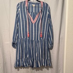Shoshanna Blue and Pink Striped Dress